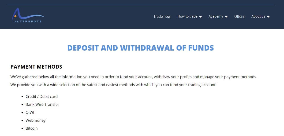 AlterSpots Payment Methods
