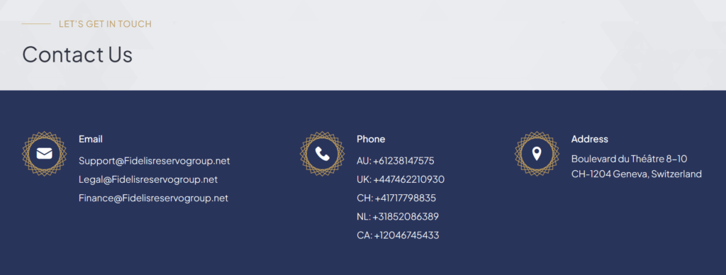 Fidelis Reservo customer support help